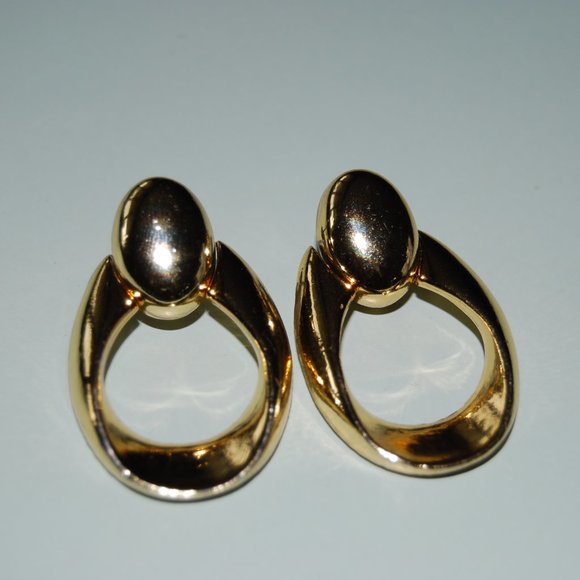 Vintage 80's gold drop earrings - Picture 5 of 7